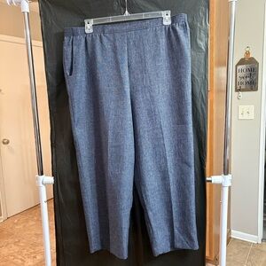 Alfred Dunner Women's Blue Chambray Trousers 18W Pockets Business Casual